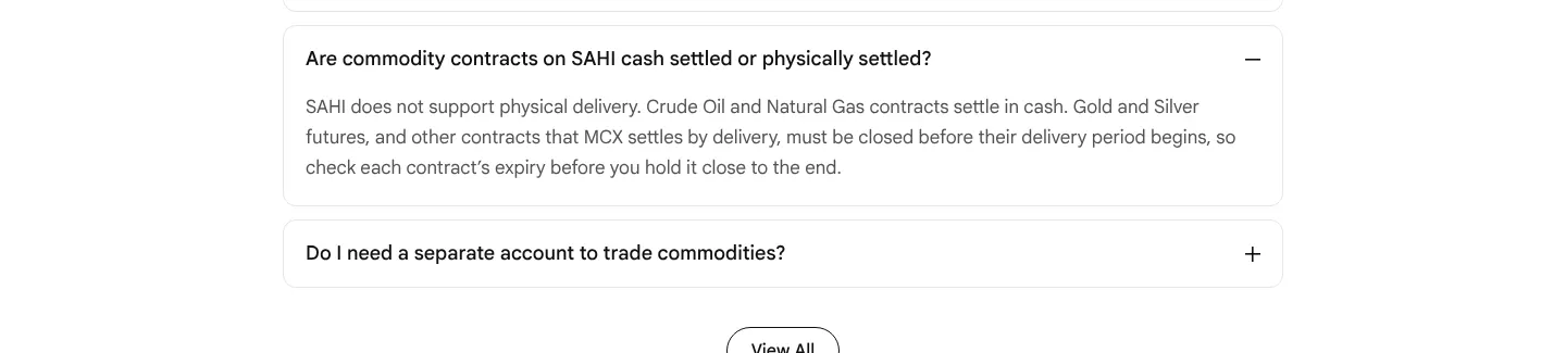Our copy: The FAQ says every commodity contract is cash settled