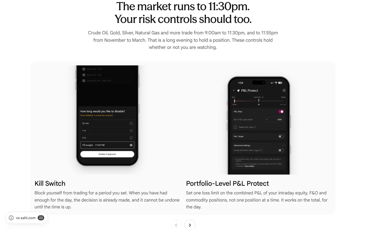 Our copy: P&L Protect is described as working on the commodities portfolio only