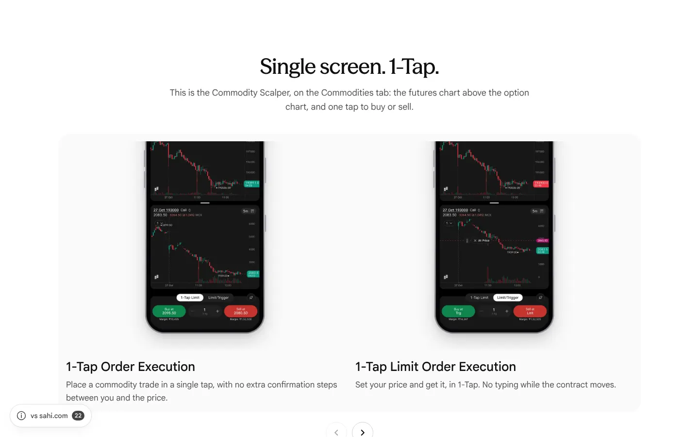 Our copy: "1-Click" in a section about "1-Tap"