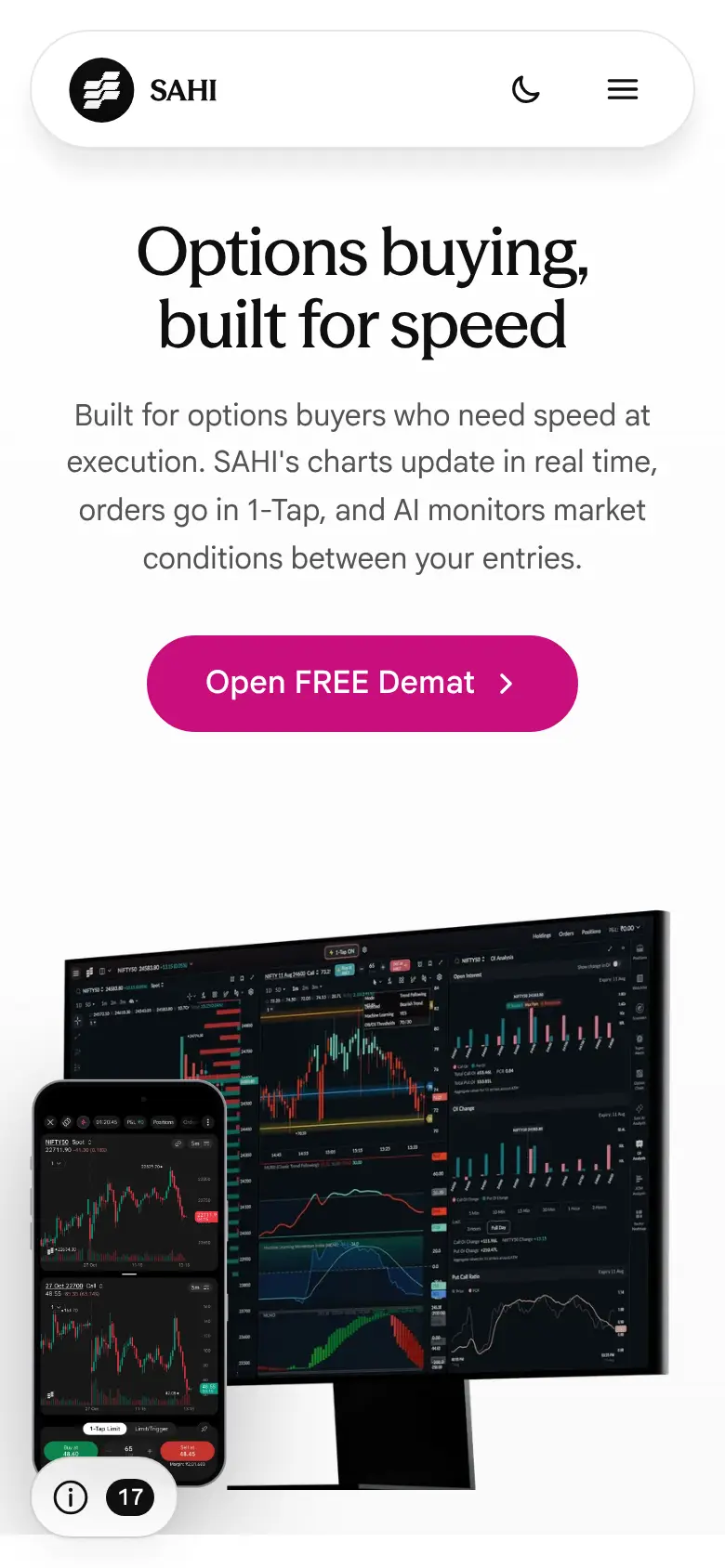 Our copy, Option Buyer: the first screen on a phone