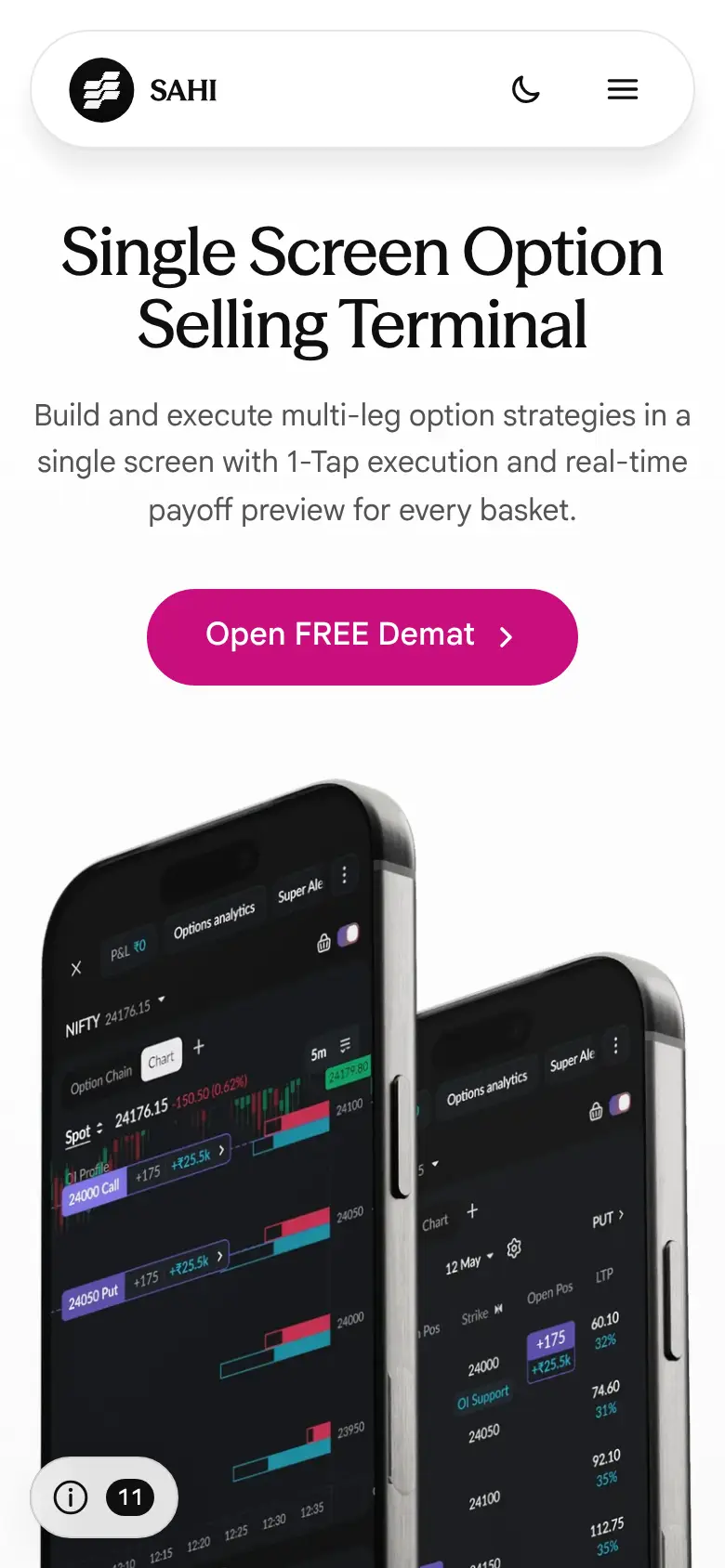 Our copy, Option Seller: the first screen on a phone
